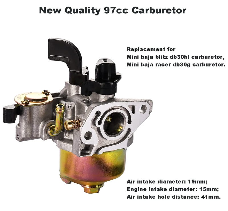 KAKO 97cc Carburetor for 97cc 2.8hp Mini Baja Doodlebug Doodle Bug Db30 Dirt Pit Mini Bike Carburetor 3/5" Air Intake with 22mm Twist Throttle Handle Grip Cable - Image 3